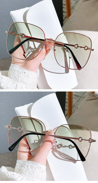 Polarizing sunglasses, square metal glasses