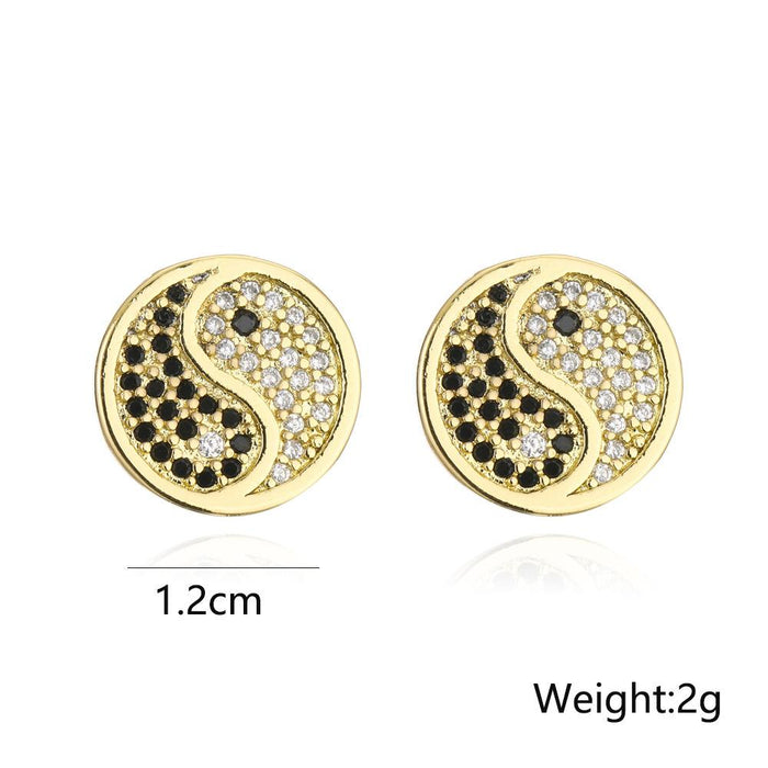New Fashion Personalized Black and White Zircon Earrings