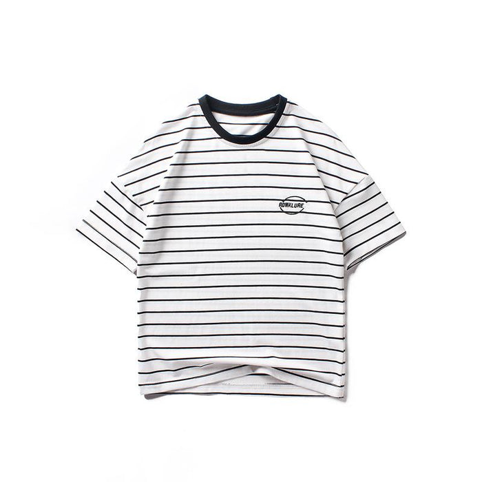Striped embroidered top children's Short Sleeve T