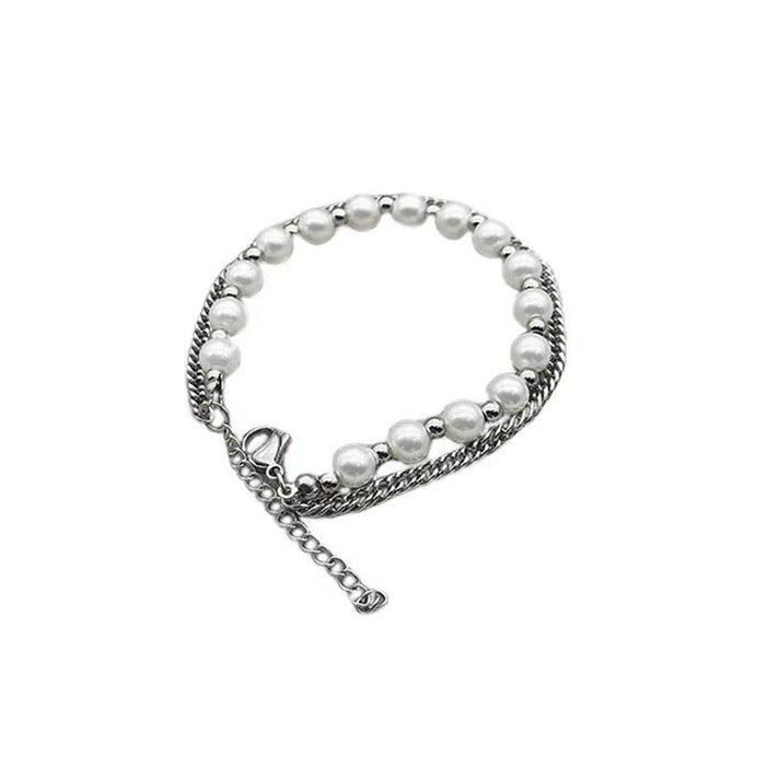 Fashion simple hip hop style double-layer titanium steel bracelet