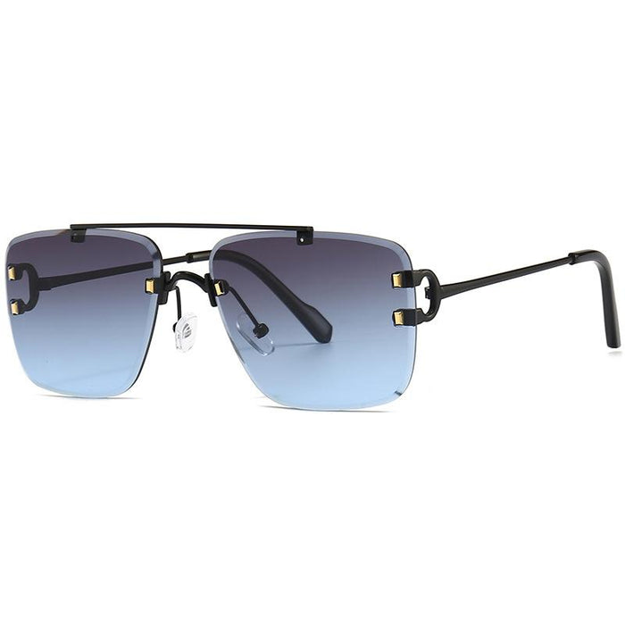Men's and women's square metal double beam Sunglasses