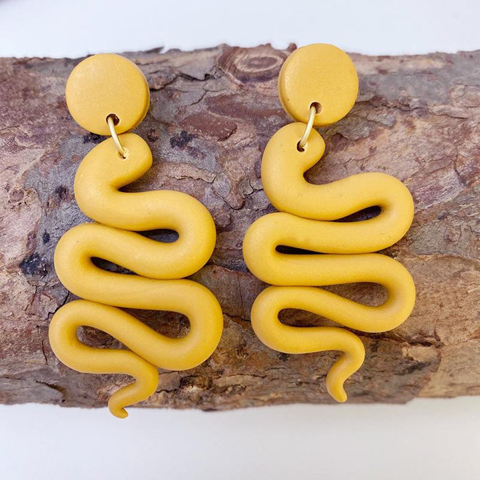New Snake Shaped Soft Ceramic Snake Shaped Clay Earrings