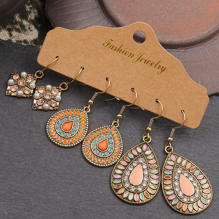 3 pairs/set Earrings Bohemian Style Jewelry X0X36195