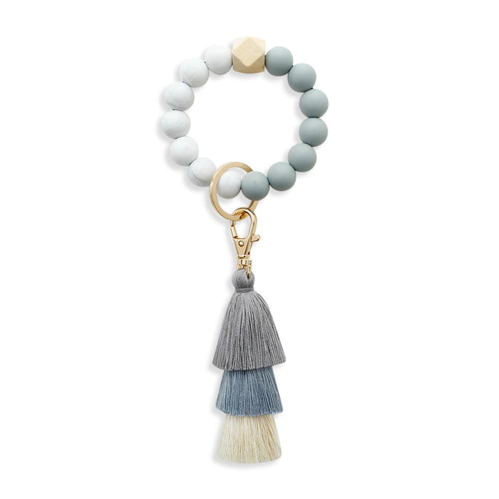 New Tassel Wood Bead Bracelet Silicone Bracelet Key Chain