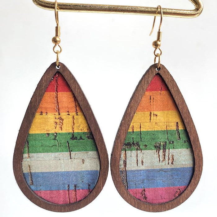 Simple Vintage Wood Grain Drop Shape Women's Earrings