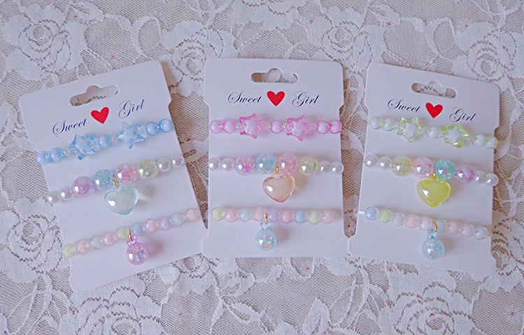 Cartoon Bracelet Girls Beaded Head Jewelry Set