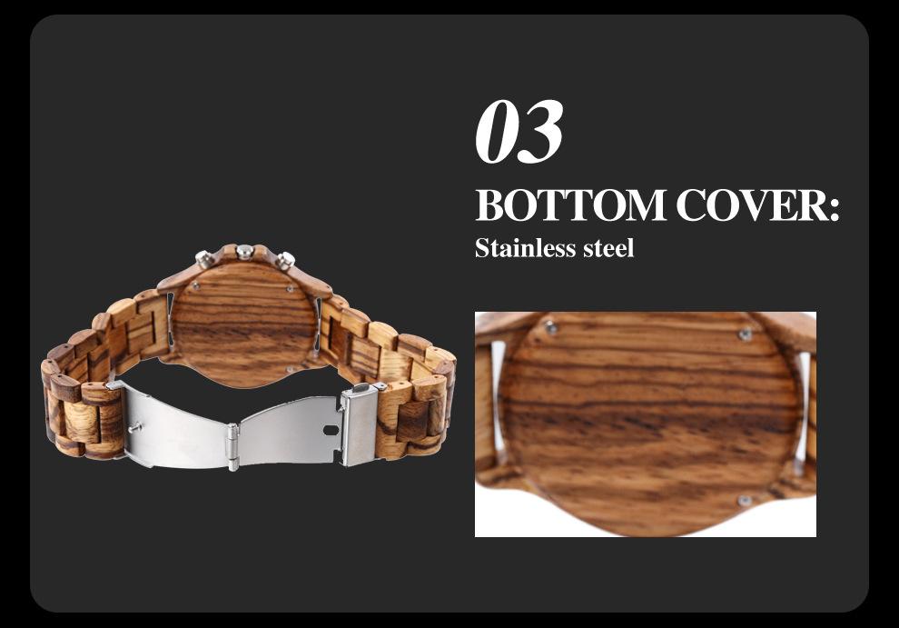 Classic Double Eye Wooden Business Quartz Watch