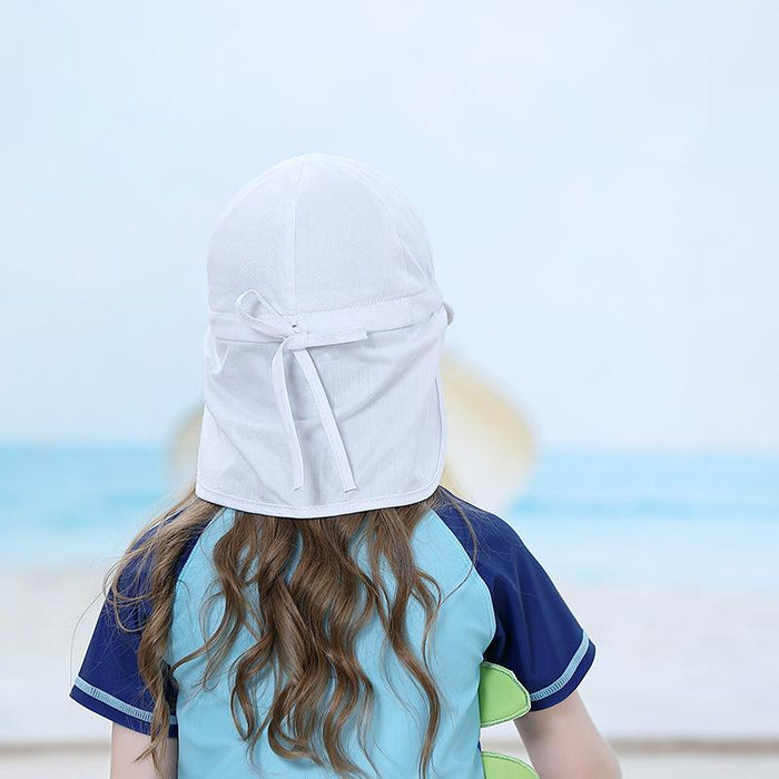 White Ruffled Outdoor Sunscreen Children's Shawl Hat