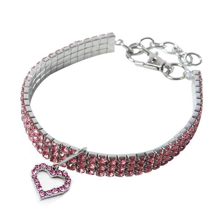 Pet Collar Rhinestone Elastic Necklace with Pendant