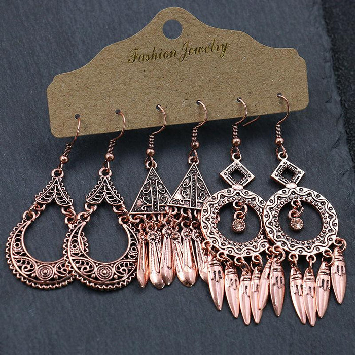 Boho Chic Vintage Matte Metal Earrings