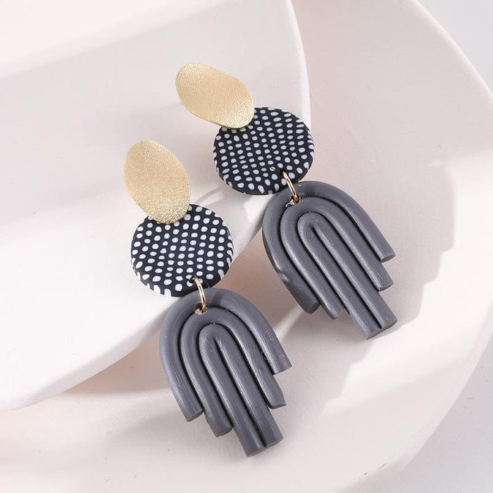 Exaggerated Personality Spotted Soft Pottery Earrings