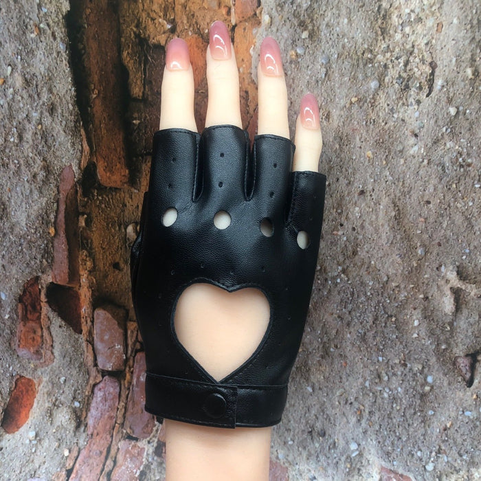 Heart Nightclub Punk Street Dance Half Finger Gloves