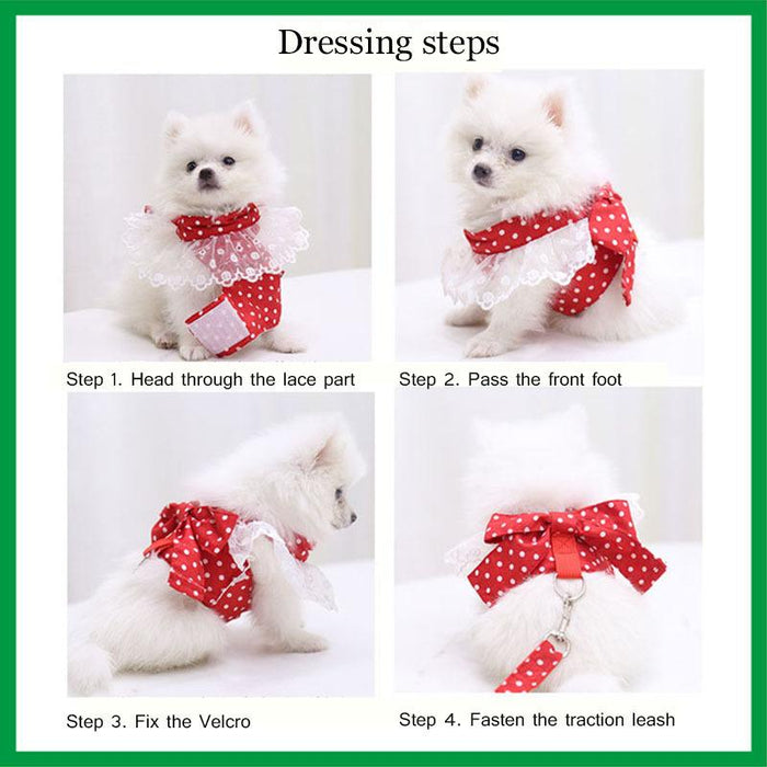 Cute Bow-knot Small Dog Harness Vest Leash Suit Pet Accessories