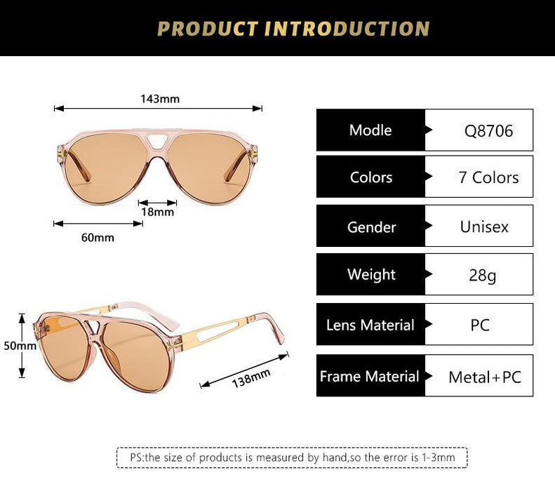 Light luxury double beam large frame toad Sunglasses
