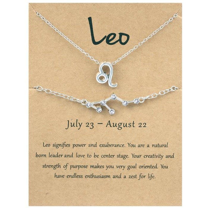 Twelve Constellations Necklace Diamond Bracelet Card Set