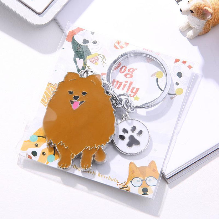 Multicolor Pet Dog Painted Zinc Alloy Keychain