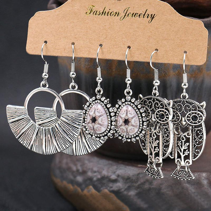 Fashion Owl Wings Earrings Set