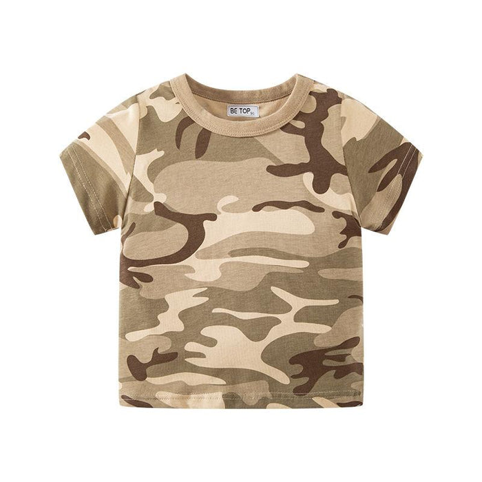 Children's camouflage short sleeve T-shirt fashion brand