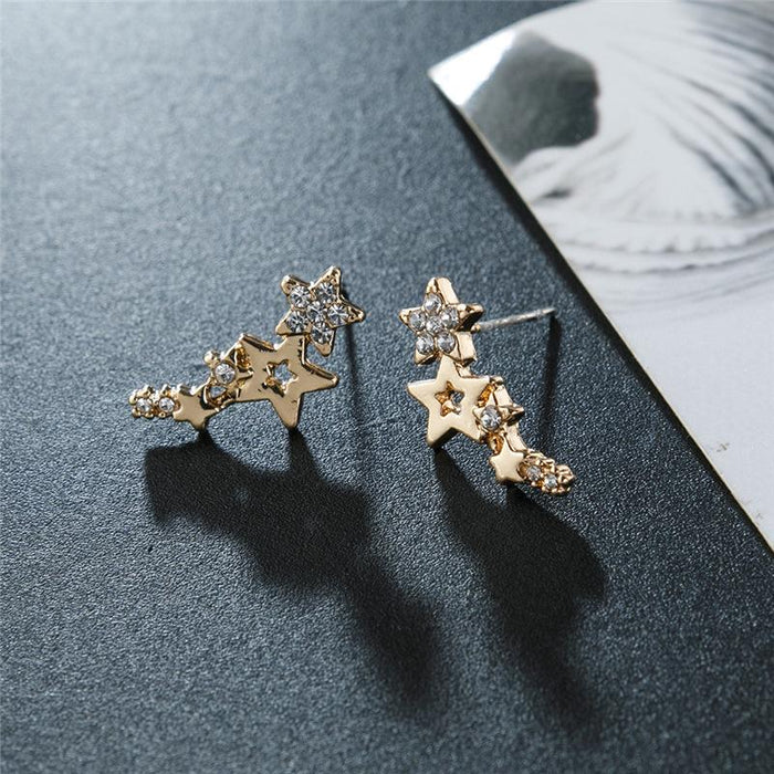 Zircon Star Clip Stud Earrings