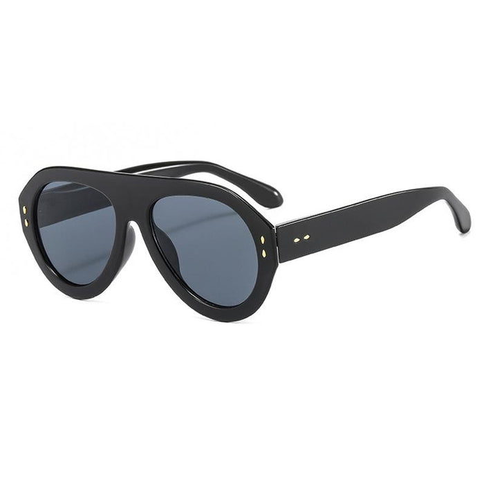 Large frame avant-garde retro toad mirror rice nail Sunglasses