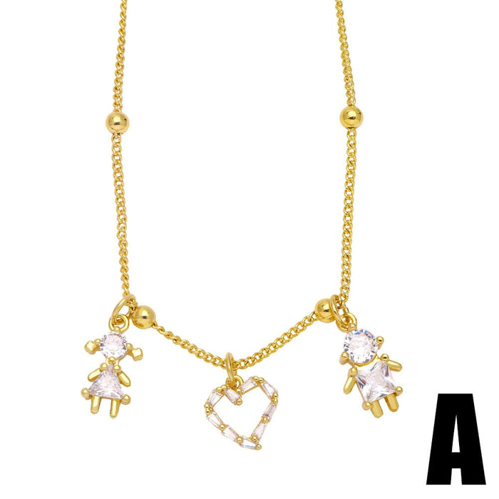 Cute Cartoon Boy Girl Love Necklace