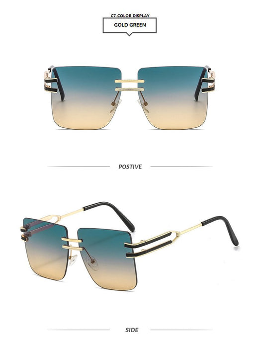Large frame square metal sunglasses