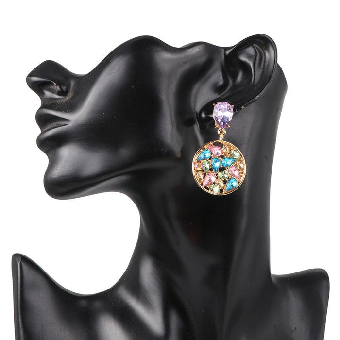 Fashion Geometric Water Drop Earrings and Earrings Inlaid Rhinestone