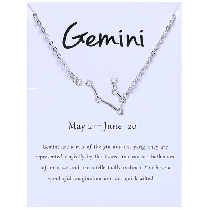 Twelve Constellations Diamond Inlaid Card Clavicle Chain