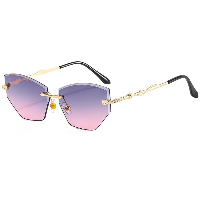 Colorful frameless Sunglasses diamond trimming