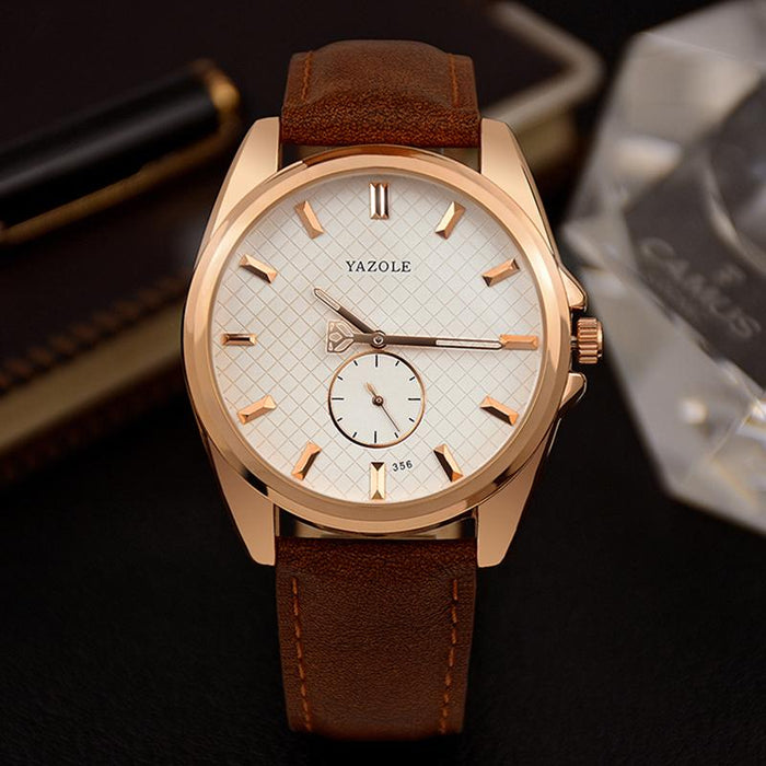 Yazole Business Small Seconds Brand Men's Watch Unique Leisure Fashion Leather Watches