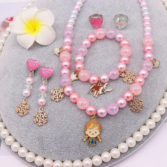 Children's imitation pearl Snow Princess Necklace Bracelet Set