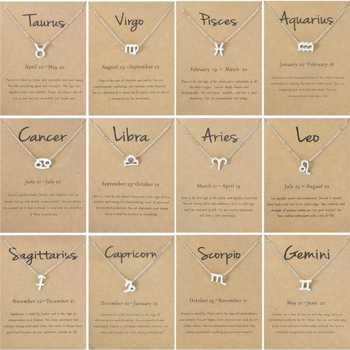 Twelve Constellations Necklace Collarbone Chain Pendant Card Short Necklace