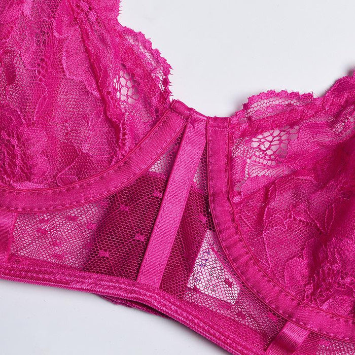 Women's Eyelash Lace Underwear Sexy Lingerie Set