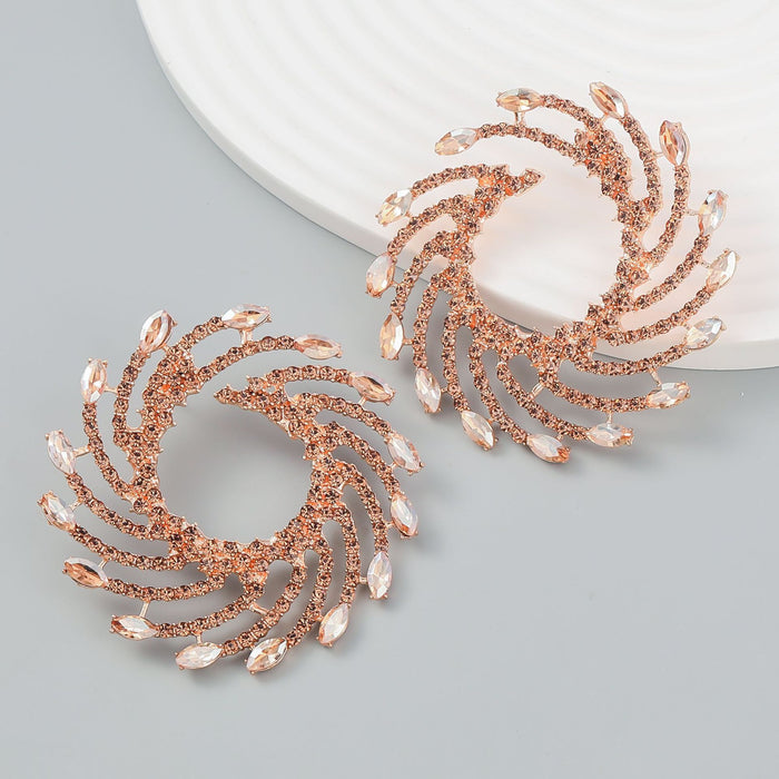 Women's Exaggerated Spiral Alloy Sunflower Earrings