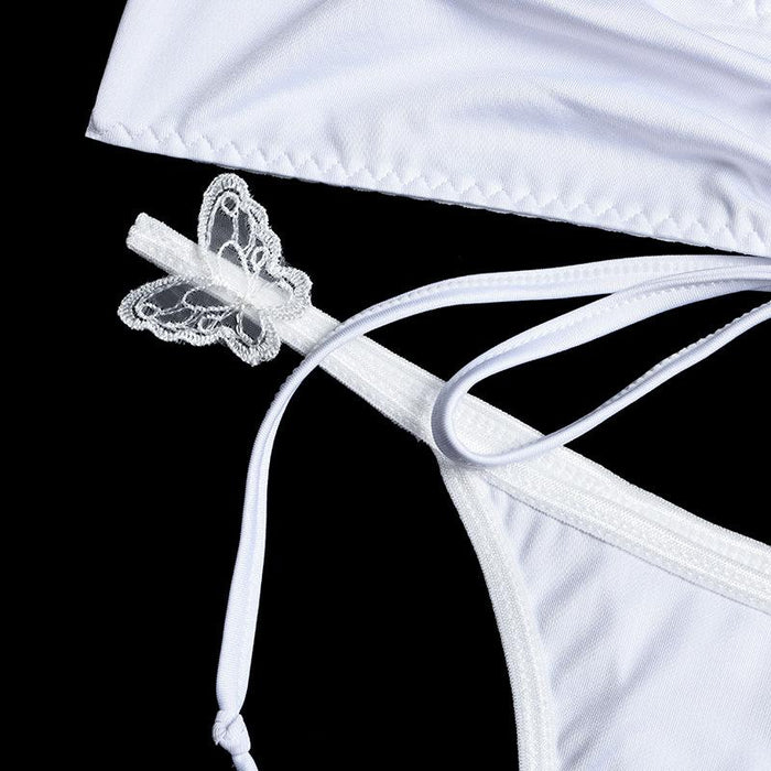 Summer Women's Sexy Sling Lingerie Solid  Underwear Set