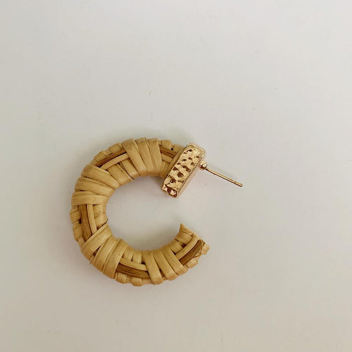 Bohemian Semicircle C-shaped Handmade Rattan Earrings