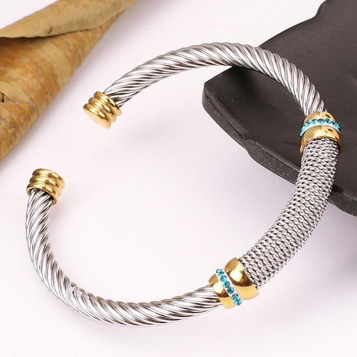 Fashion Woven Titanium Steel Bracelet Elastic C-shaped Bracelet Bangle