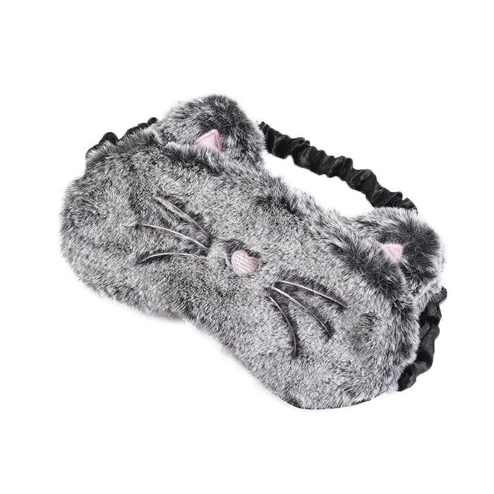 Plush Black Cat Cute Cartoon Rabbit Shade Blindfold Eye Mask