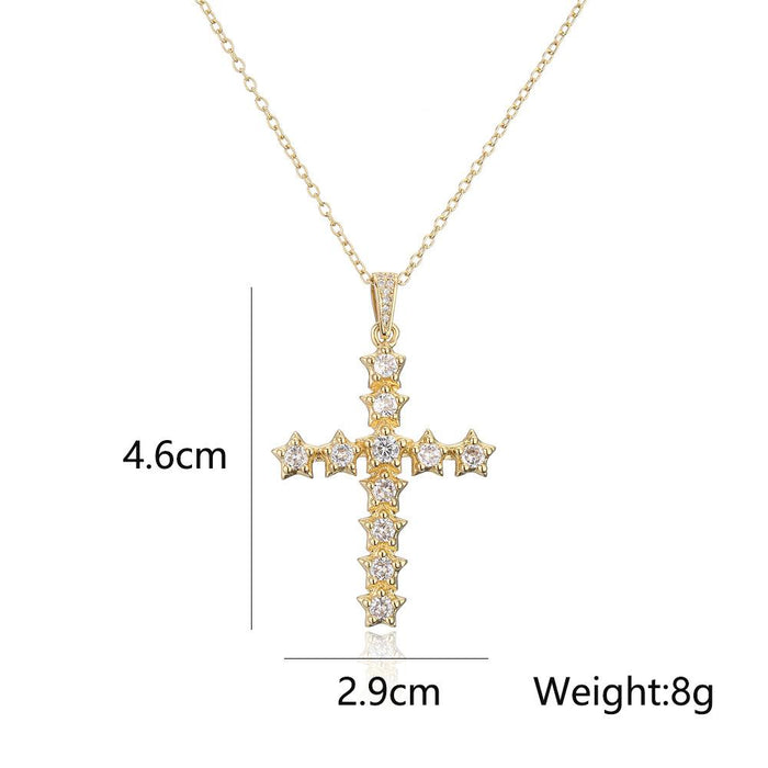 New Personalized Five Pointed Star Cross Pendant Necklace