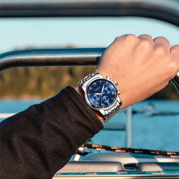 Business Watch Men Steel Metal Band Quartz Wristwatch