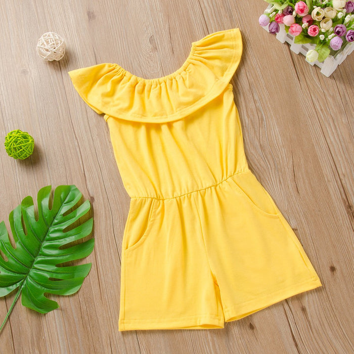 Solid colour lotus leaf collar Jumpsuit sleeveless Jumpsuit