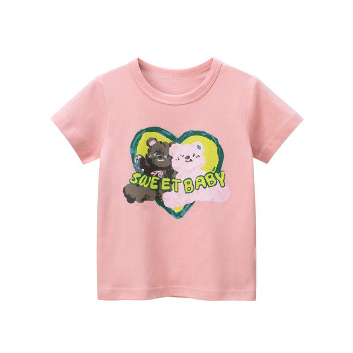 Children's short sleeved T-shirt girls' half sleeved top