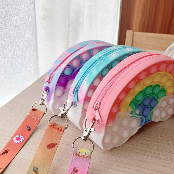 Rainbow Cloud Coin Purse Toy Silicone Diagonal Span