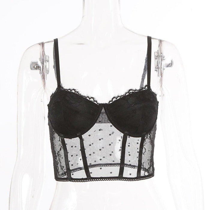 Sexy Lace Black Women Slim Fit Tank Top