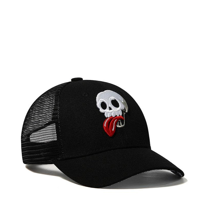 New Skull Embroidered Baseball Cap Net Cap Duck Tongue Cap