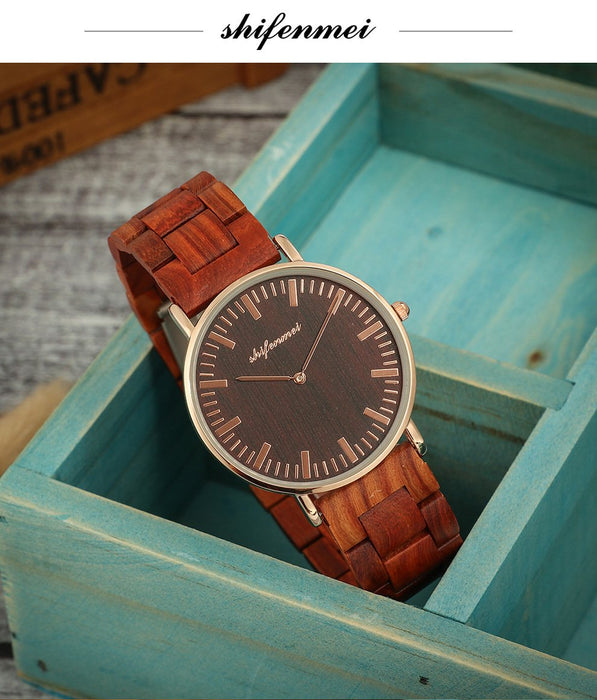 2022 New Men's Wooden Watch Ultra Thin Classic Sandalwood Watch Alloy Watch