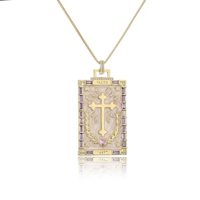 New Fashion Personality Geometric Pendant Gold Color Zircon Necklace