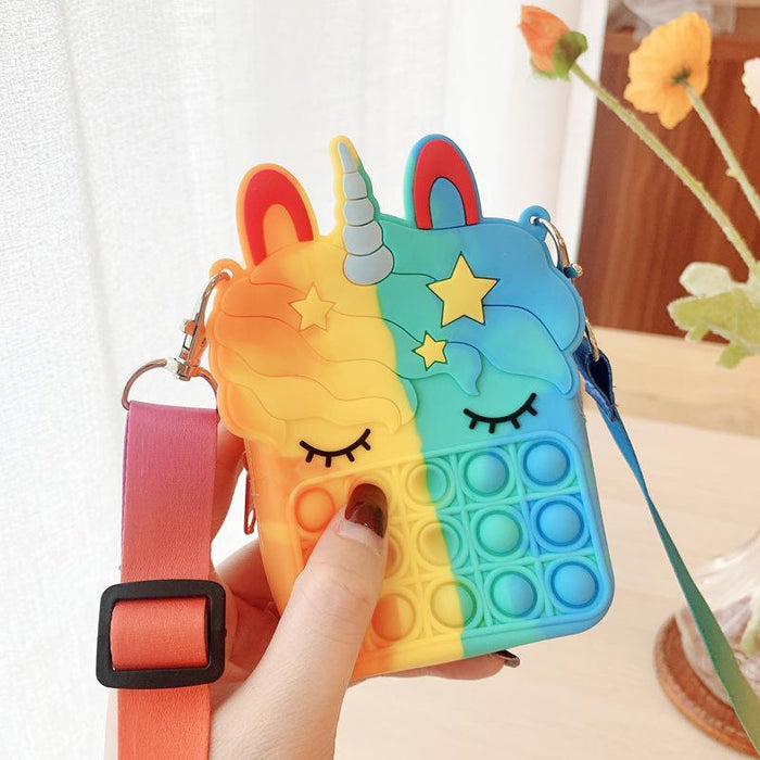 Silicone children's unzipping coin purse press toy