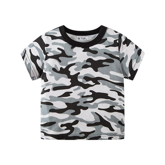 Children's camouflage short sleeve T-shirt fashion brand