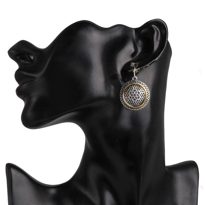 Simple Circular Hollowed Out Retro Female Earrings Accessories